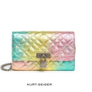 Kurt Geiger London Brixton Metallic Leather Wallet on chain